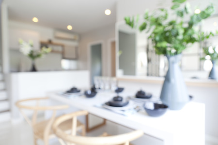 Blurred background of Modern dining room.の写真素材