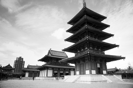 Five Storied Pagoda at Shitennoji Temple in Osaka Japanのeditorial素材