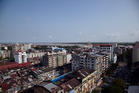 Panoramic View of Yangon Yangon, Myanmar.