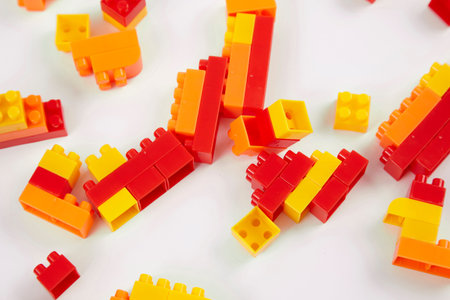 colorful plastic blocks isolated on white background