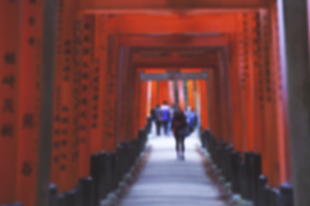 the famous red tori gate in Fushimi Inari Shrineのeditorial素材
