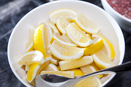Fresh sliced lemonsの写真素材