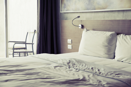 Comfortable pillows and bedの写真素材