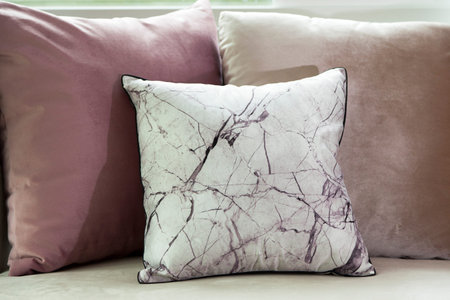 Pillow on sofa at homeの写真素材