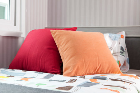 Colorful Pillow in kid's bedroomの写真素材