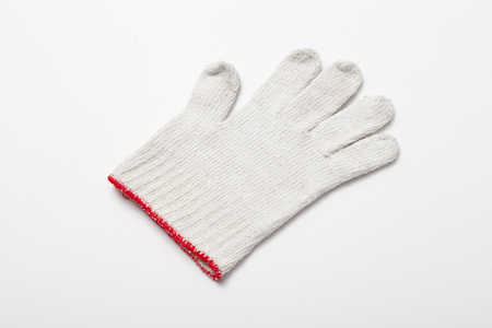 White cotton gloves isolated on white background.の写真素材