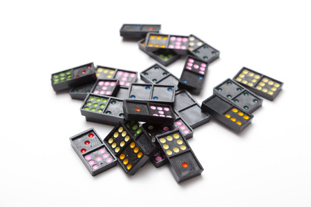 Pile of colorful dominoesの写真素材