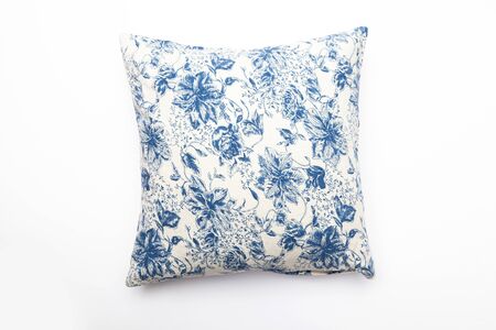 flower  pattern cushion on whiteの写真素材