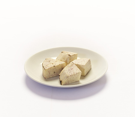 taro root on white backgroundの写真素材