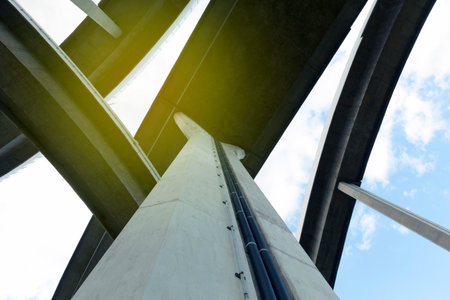 Elevated expressway. The curve of suspension bridge