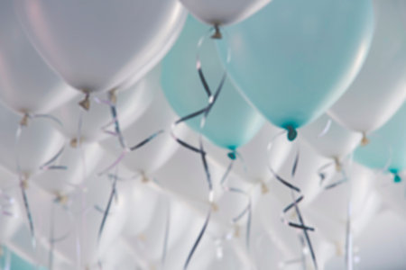 green and white balloons in the party,celebrate time.