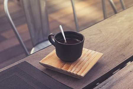 Coffee mug in coffee shop cafeの写真素材