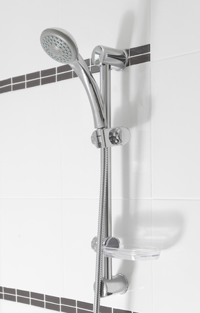 Silver shower head  in the bathroomの写真素材