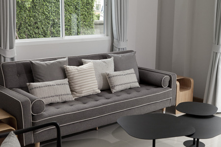 cushion on sofa in living roomの写真素材