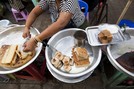 morning market in  Myanmarの写真素材