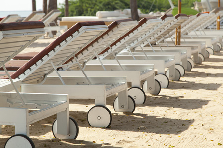 cozy daybed on the beachの写真素材