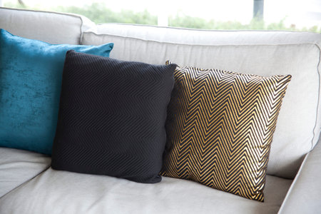 comfortable sofa and colorful cushion