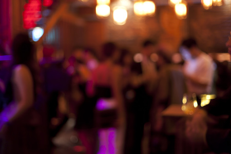 Blurred background  bar and restaurant at nightの写真素材