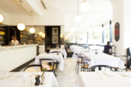 Blurred background : Customer at restaurant blur background with bokehの写真素材