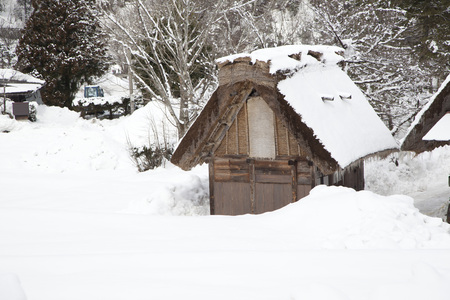 Historic Village of Shirakawa-go in winterのeditorial素材