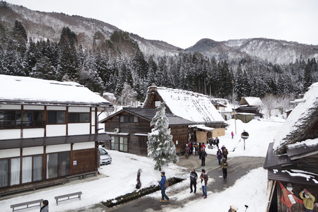 Historic Village of Shirakawa-go in winterのeditorial素材