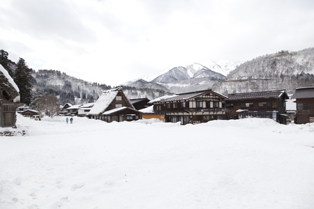 Historic Village of Shirakawa-go in winterのeditorial素材