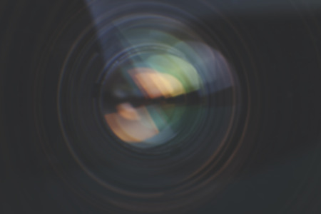 Camera lens detail, front glass of wide angle lensの写真素材