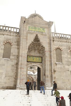 Sultan Ahmed Mosque in the snow Blue Mosque in Istanbul, Turkeyのeditorial素材