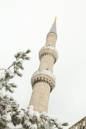 Sultan Ahmed Mosque in the snow Blue Mosque in Istanbul, Turkeyのeditorial素材