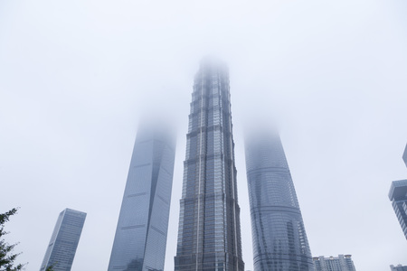 Modern office buildings in Lujiazui district, Shanghai.のeditorial素材