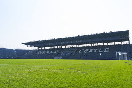 Green grass in the stadium in Buriram,Thailandのeditorial素材