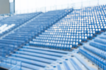 blurred image of empty seat in the stadiumの写真素材