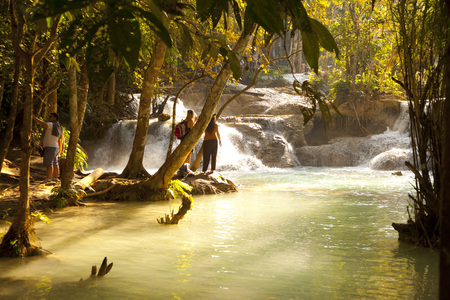 Kuang Si Waterfall, Luang Prabang, Laosのeditorial素材