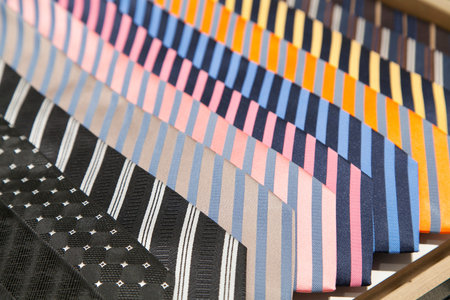 Colorful ties displayed in a fashion shop