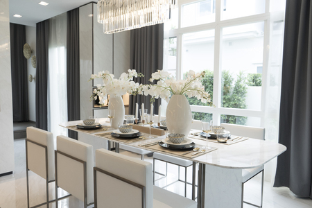 luxury plate setting on dining tableのeditorial素材