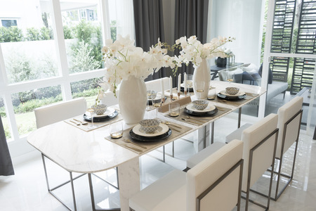 luxury plate setting on dining tableのeditorial素材