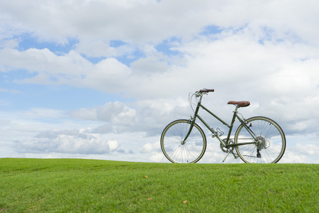 bicycle in the park  and blue skyの写真素材