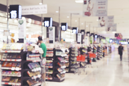 Supermarket blurred background with bokehの写真素材