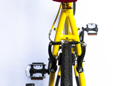 close up of bicycle on white backgroundの写真素材