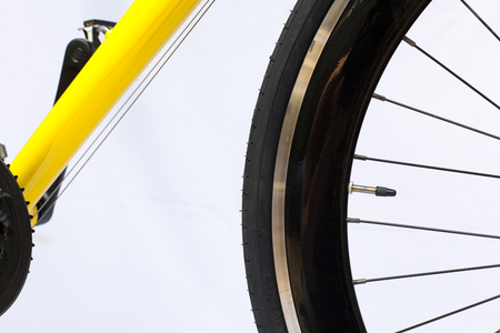 close up of bicycle on white backgroundの写真素材