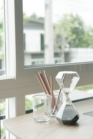 working table at home by the window