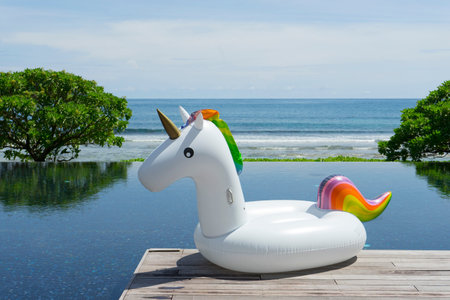 Inflatable horse balloon in Swimming pool