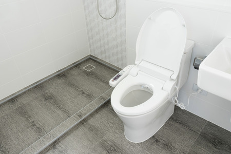 white toilet in modern homeの写真素材
