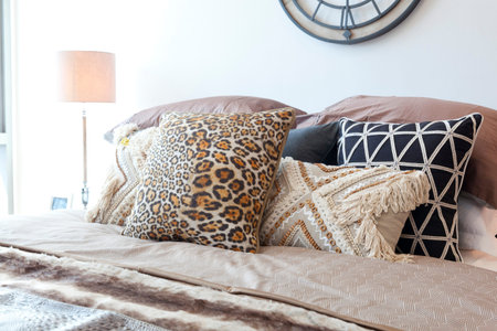 Bedroom interior in rustic styleの写真素材