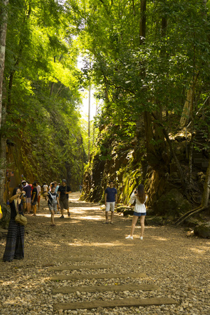 Old railway at Hellfire pass Kanchanaburi Thailandのeditorial素材