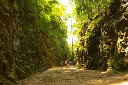 Old railway at Hellfire pass Kanchanaburi Thailandのeditorial素材