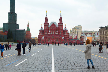 Building of the State Historical Museum on Red square. Moscow in winterのeditorial素材