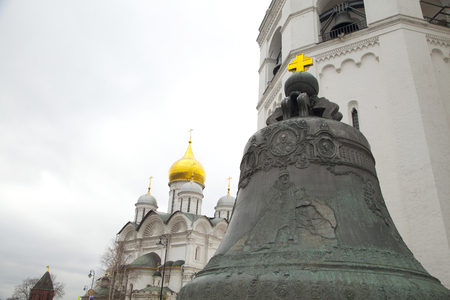 A view of the Tsar bell and Ivan the great bell tower in the Kremlinの写真素材