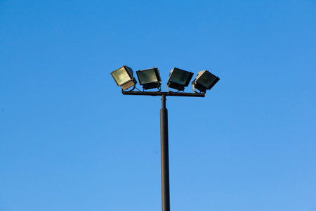 Lamp post electricity industry with sky background