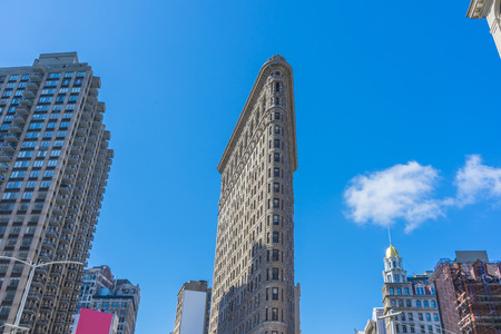 The famous Flatiron building and street view on a spring day in New York City,USAのeditorial素材